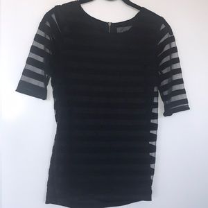 Striped black top with see through sleeves